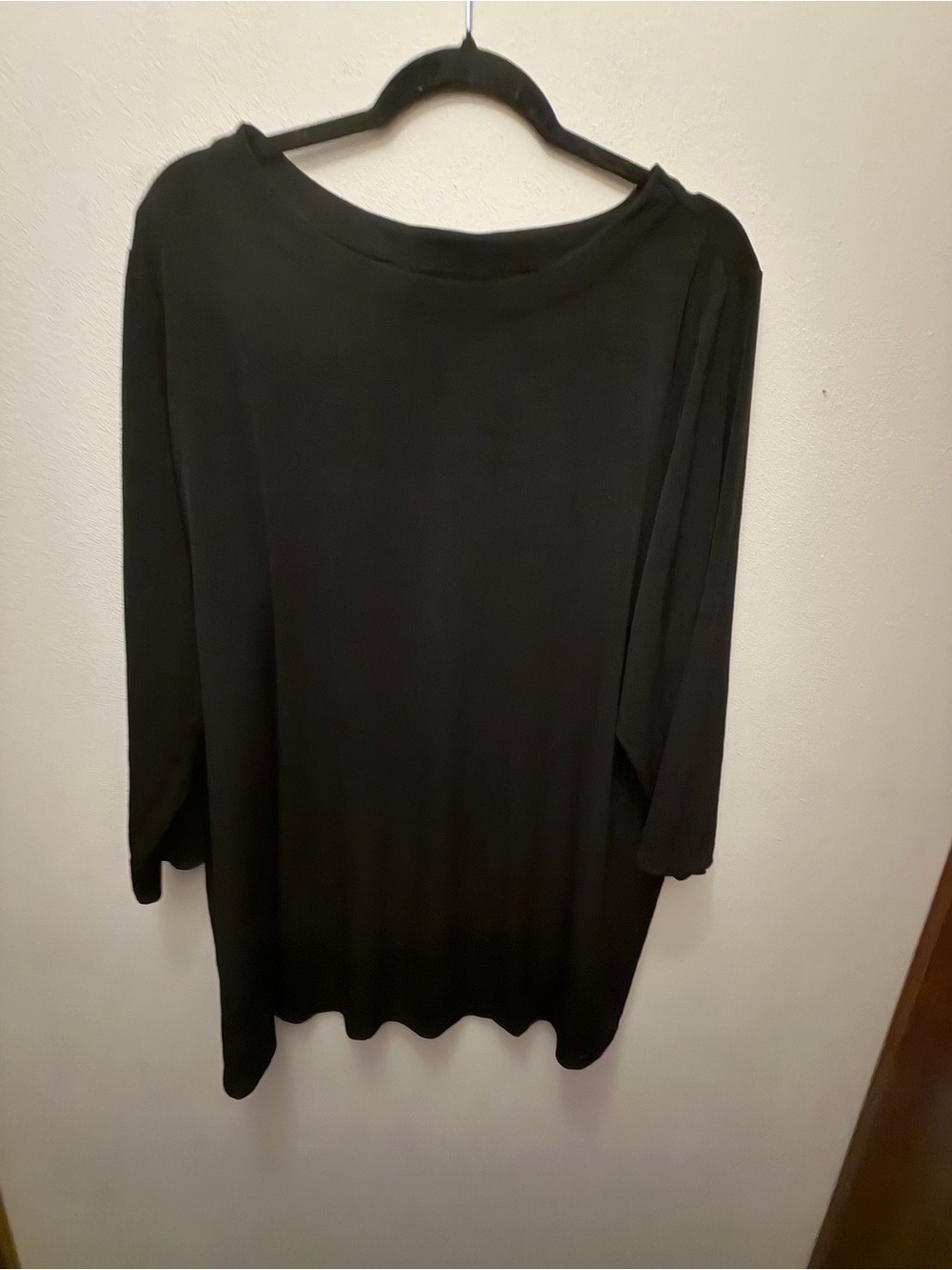 Susan Graver Black Boat Neck Long Sleeve Top
